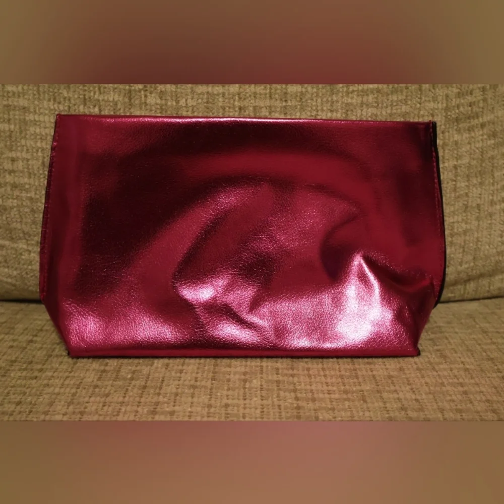 Lancome Pink Metallic Cosmetic Bag.